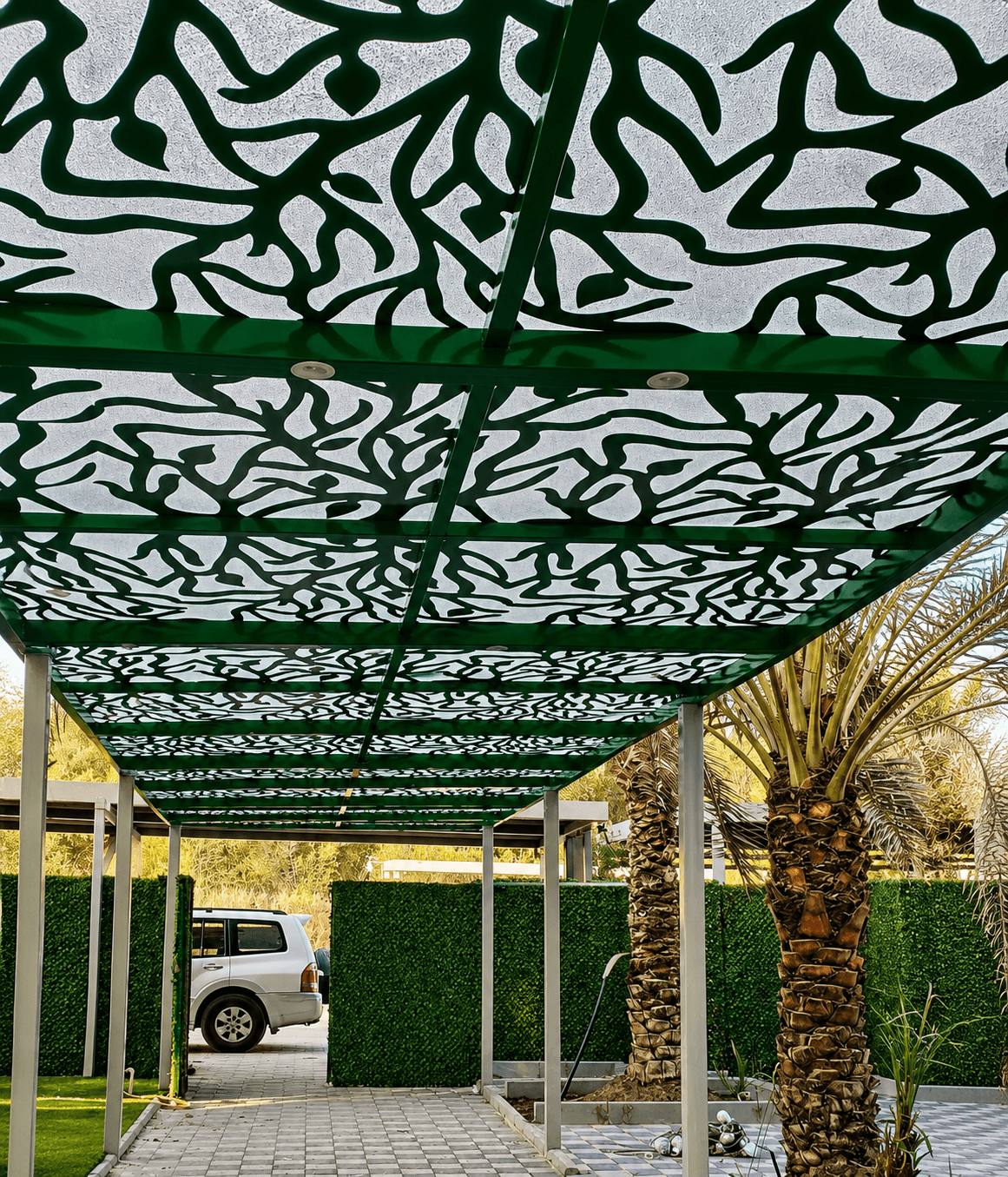 Haddad Muzallat shade structure installation process Kuwait